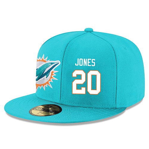 NFL Miami Dolphins #20 Reshad Jones Stitched Snapback Adjustable Player Hat - Aqua Green/White